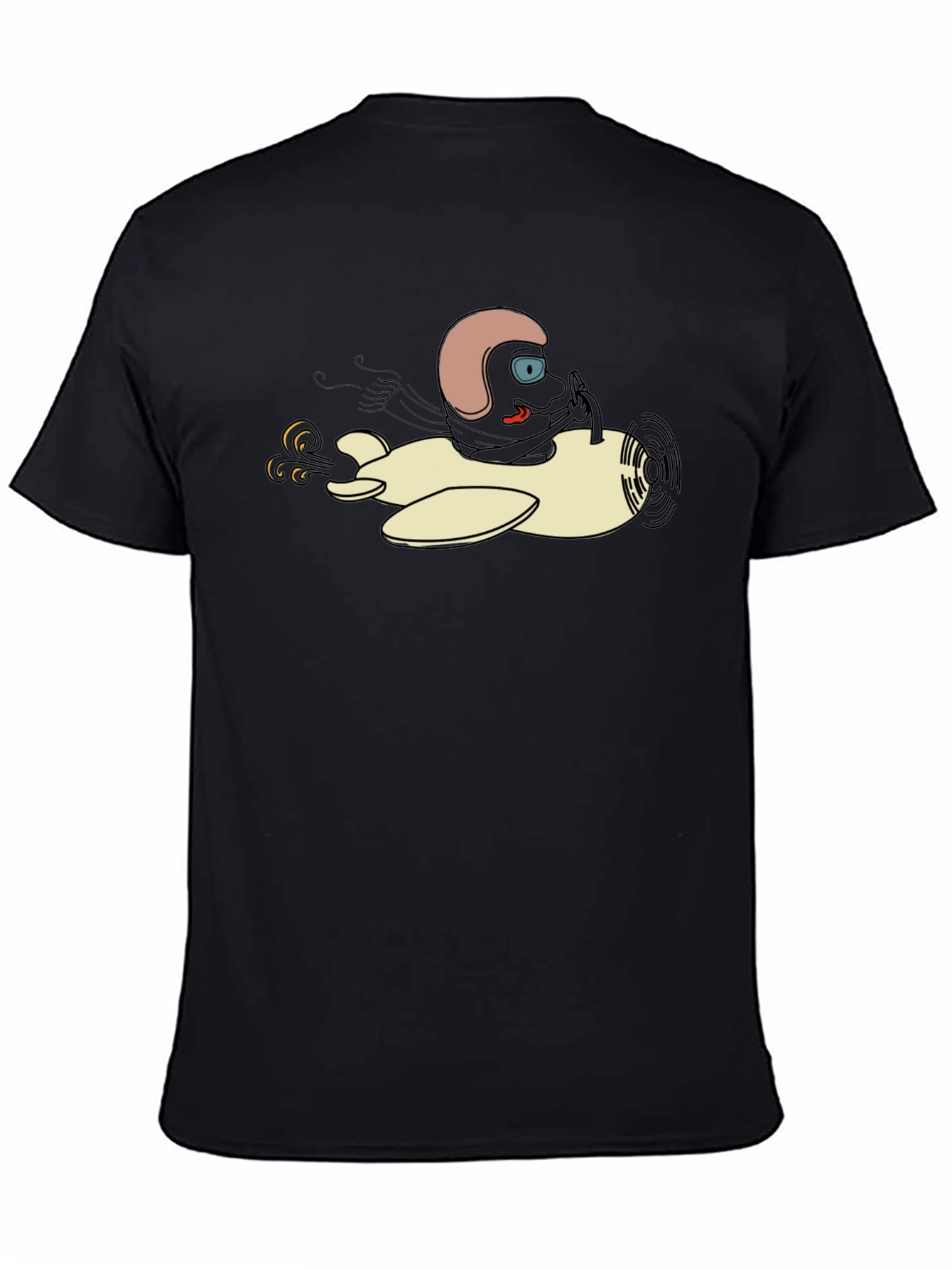 Cartoon Pilot T-Shirt - Black Cotton Tee