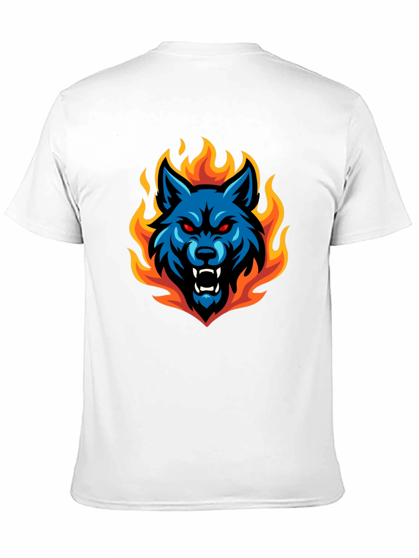 Fiery Wolf Graphic Tee - Black Cotton T-Shirt