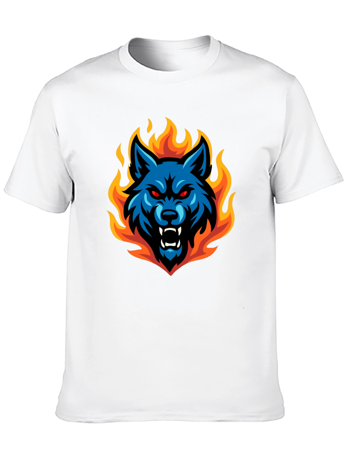 Fiery Wolf Graphic Tee - Black Cotton T-Shirt