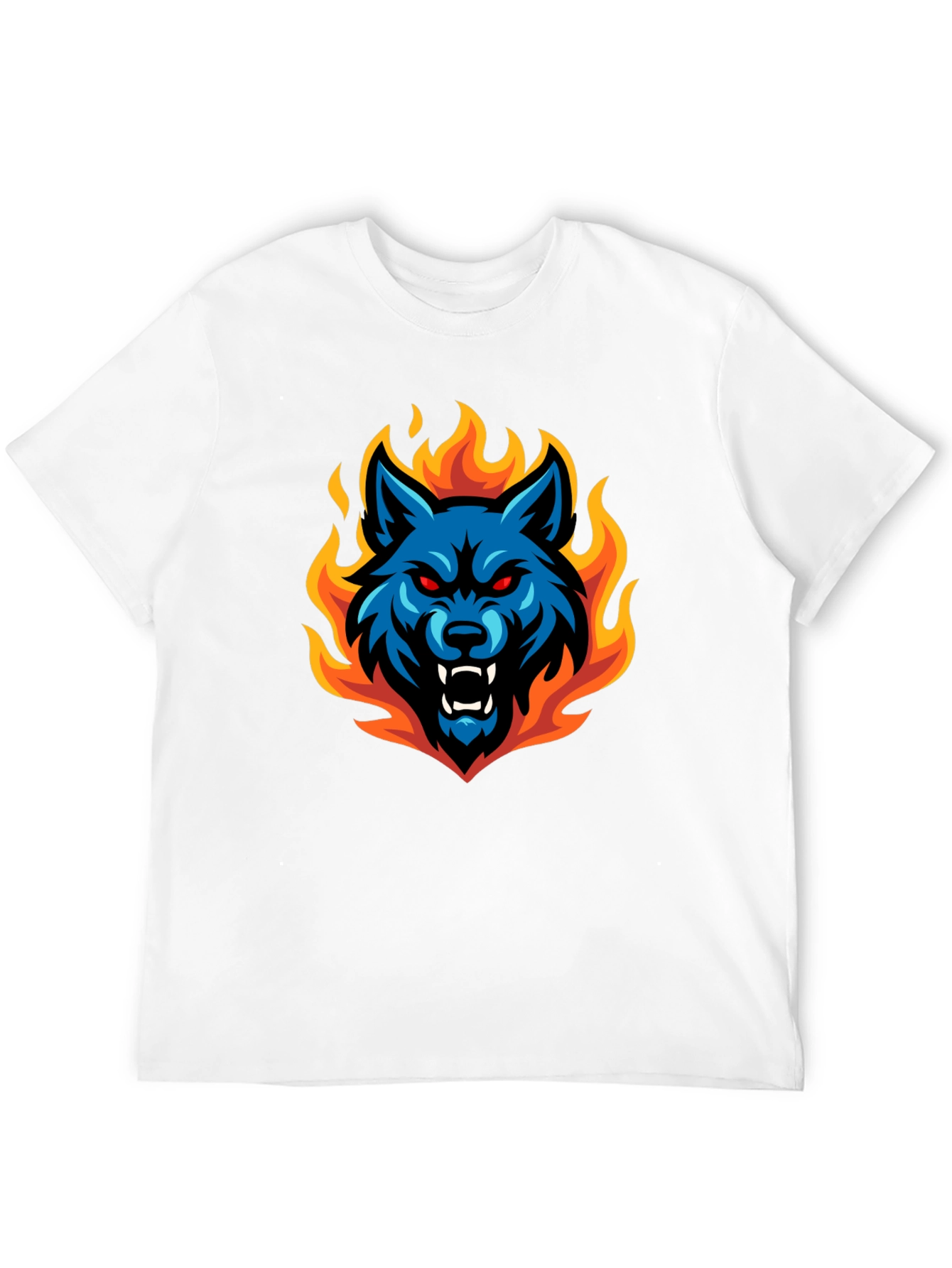 Fiery Wolf Graphic Tee - Black Cotton T-Shirt