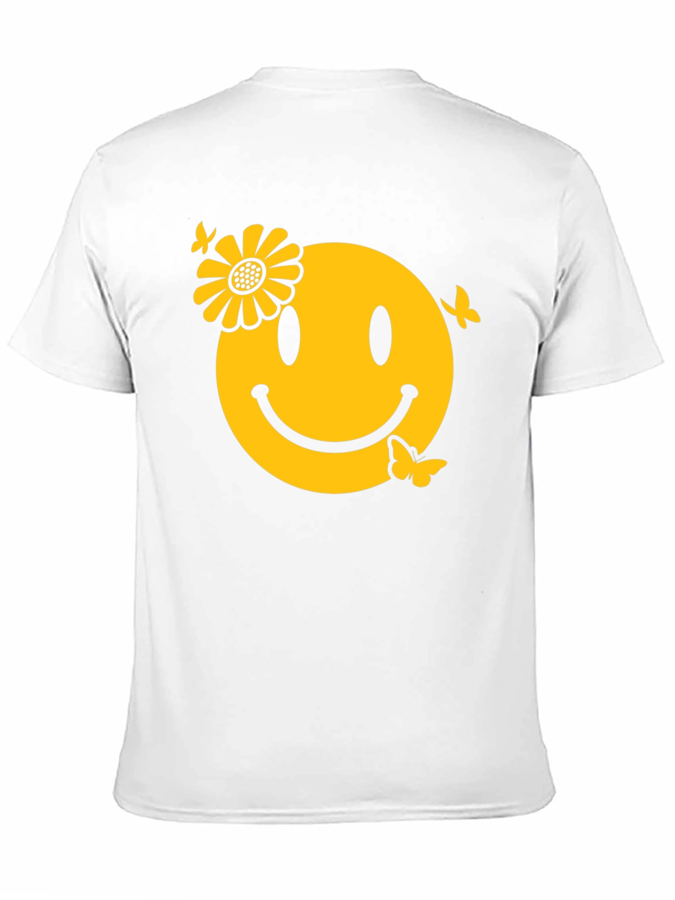 Smiley Face with Flower & Butterflies Graphic Tee