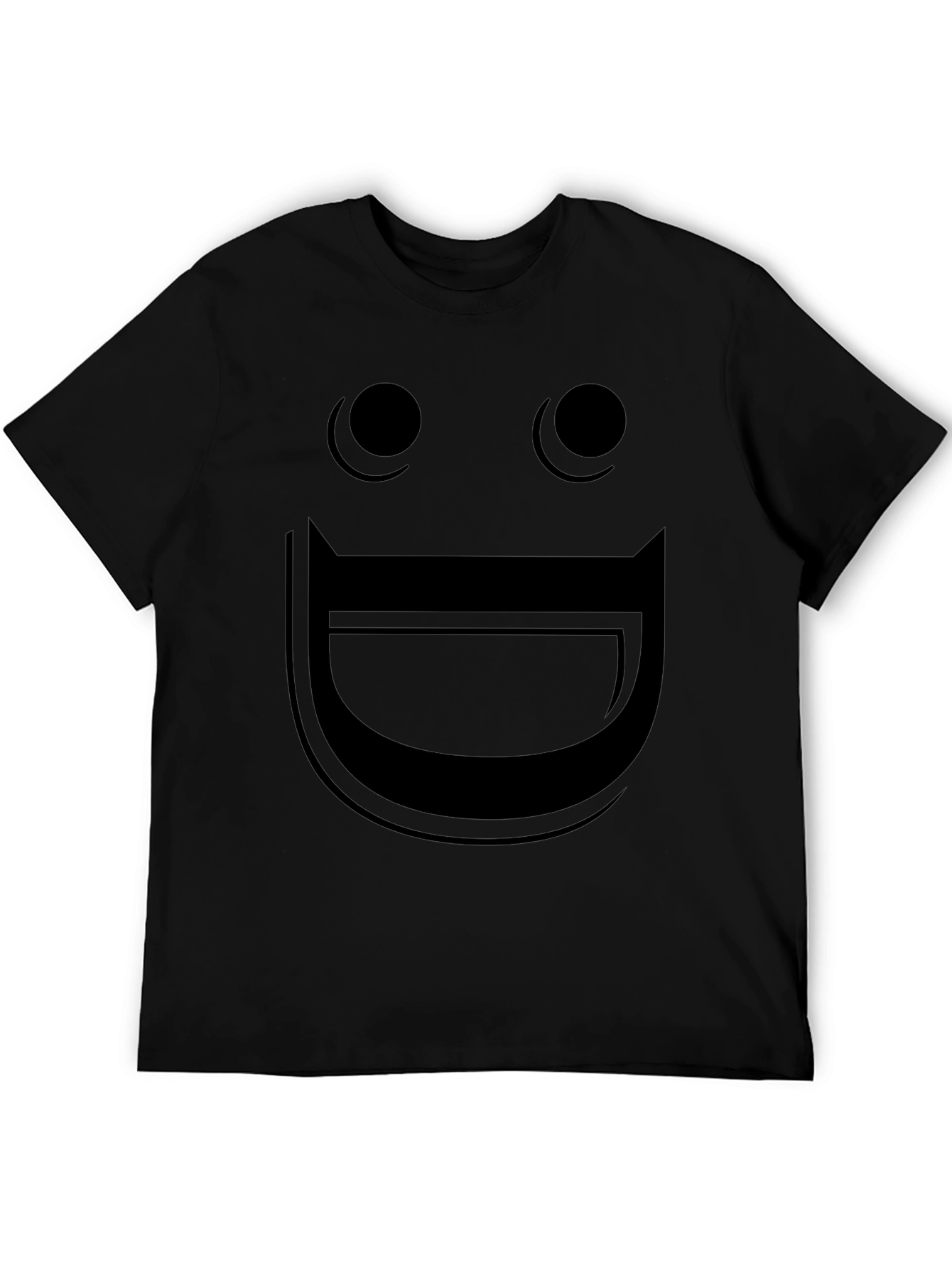Funny Black Cartoon Face Graphic T-Shirt