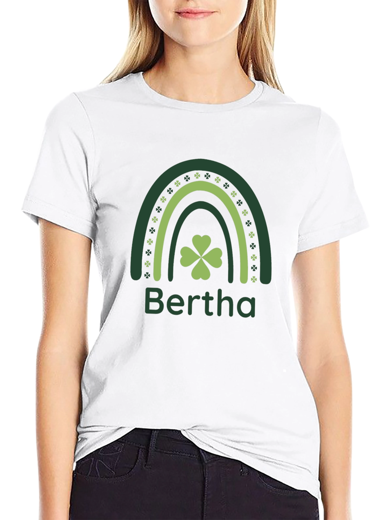 Bertha St. Patricks Day Shamrock Rainbow T-Shirt