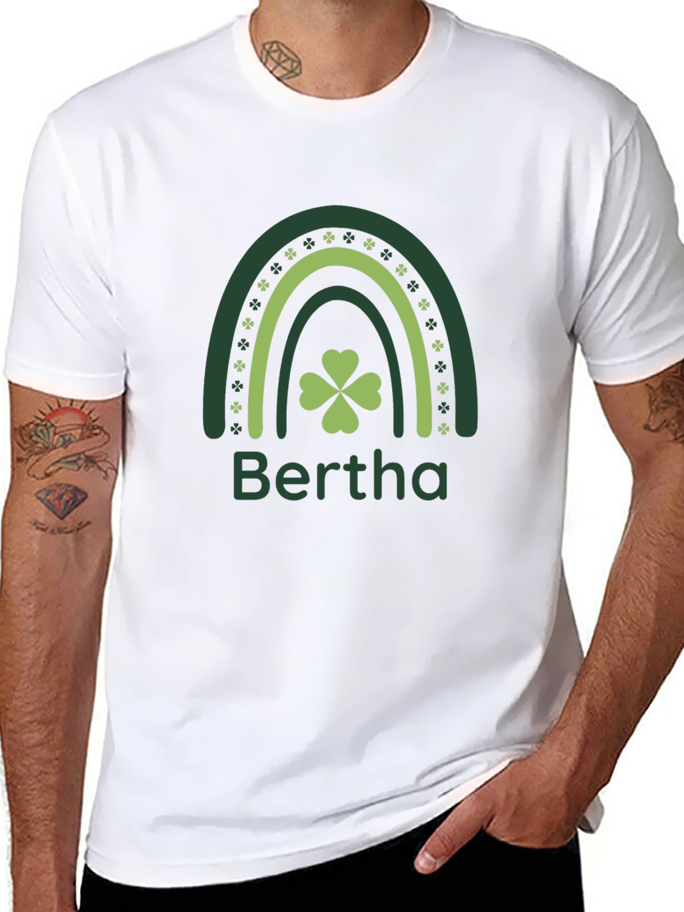 Bertha St. Patricks Day Shamrock Rainbow T-Shirt