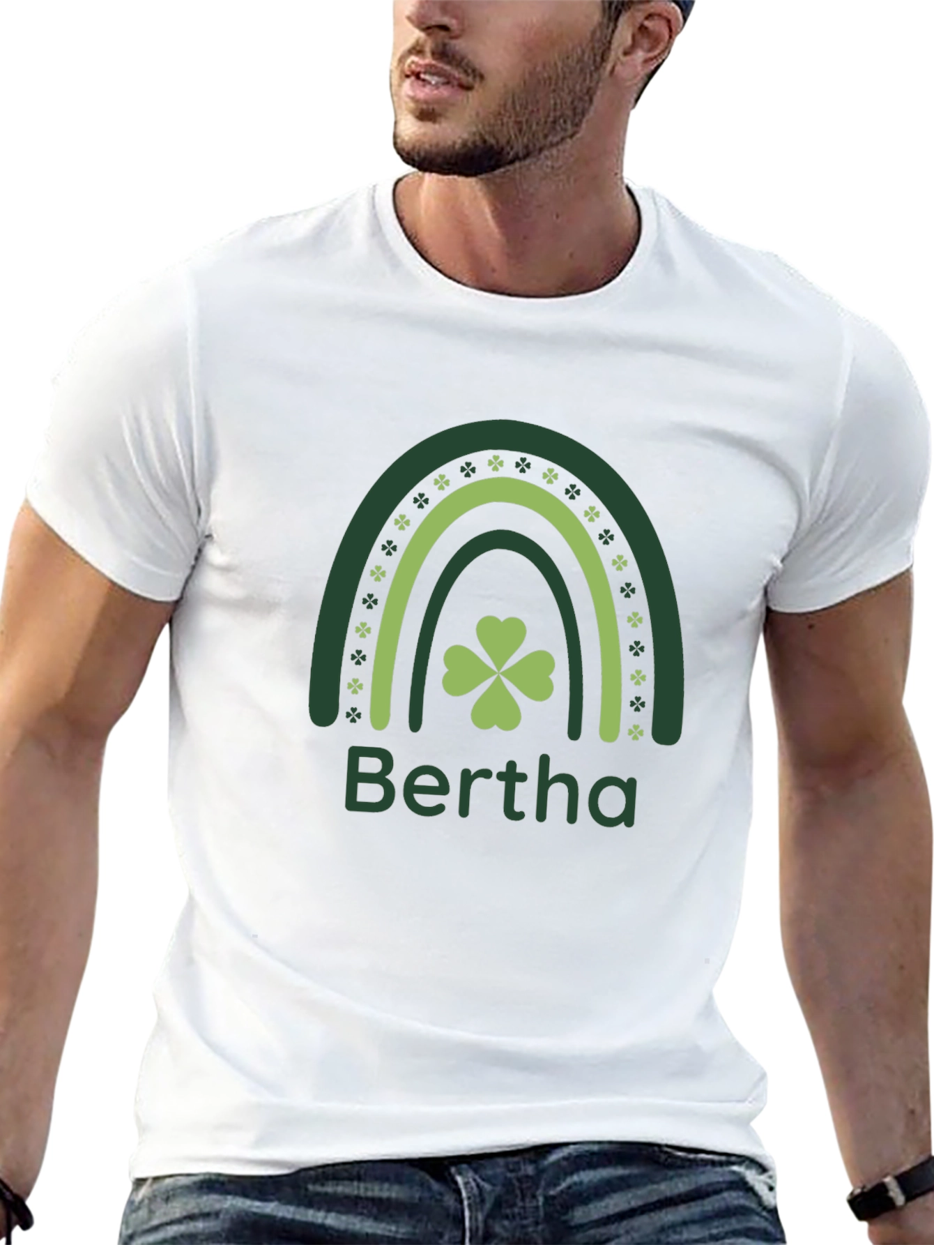 Bertha St. Patricks Day Shamrock Rainbow T-Shirt