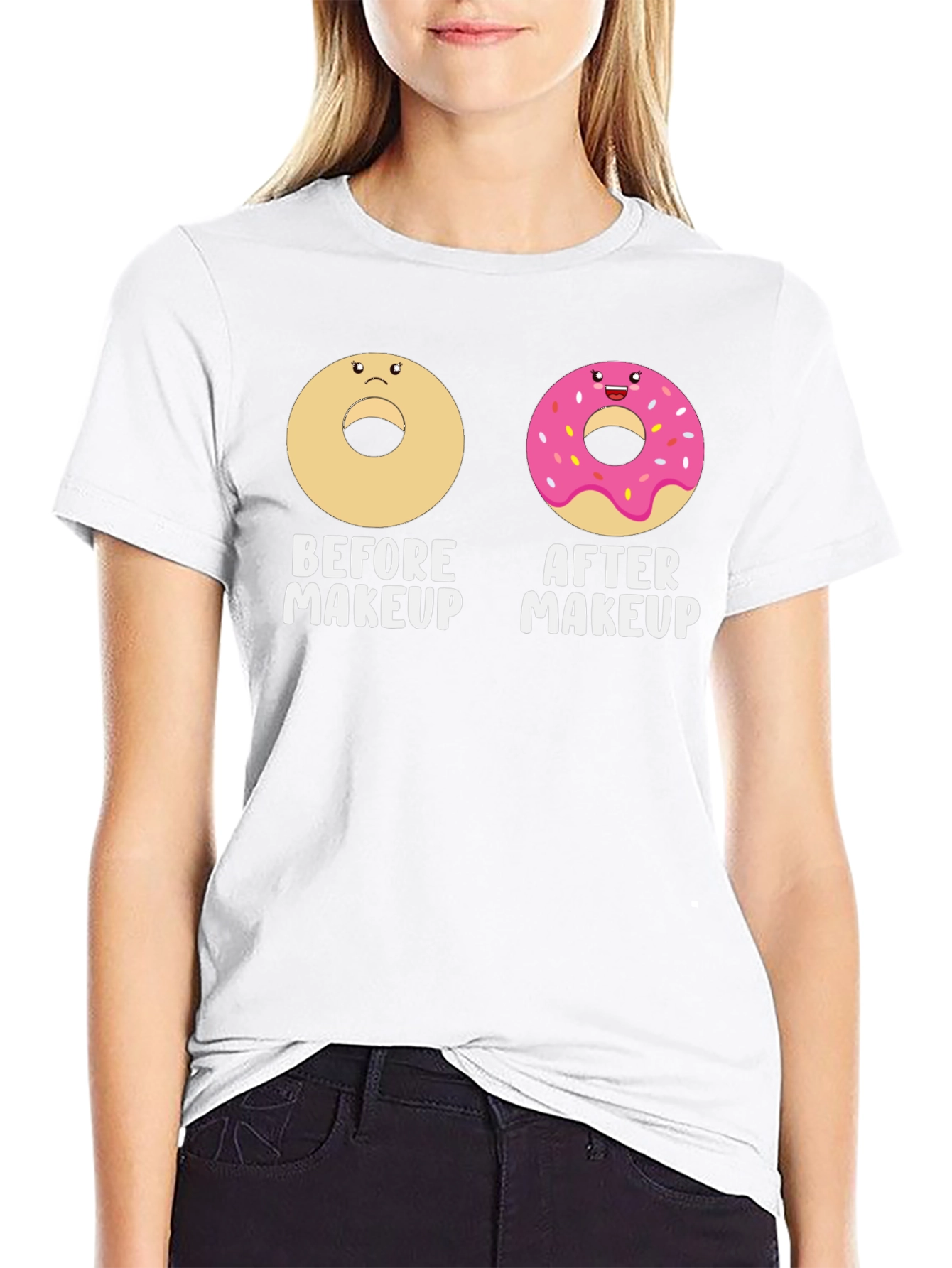 Funny Donut Before & After Makeup T-Shirt