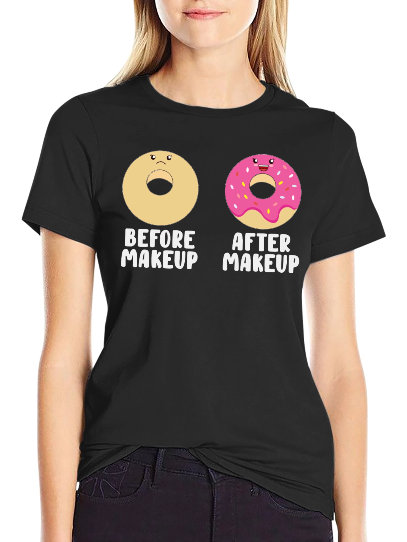 Funny Donut Before & After Makeup T-Shirt