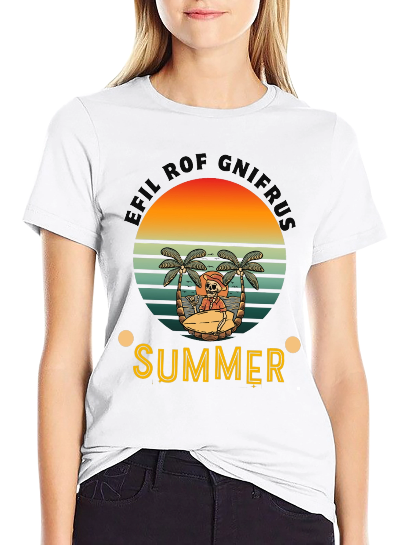 Summer Vibes Skeleton Graphic Tee