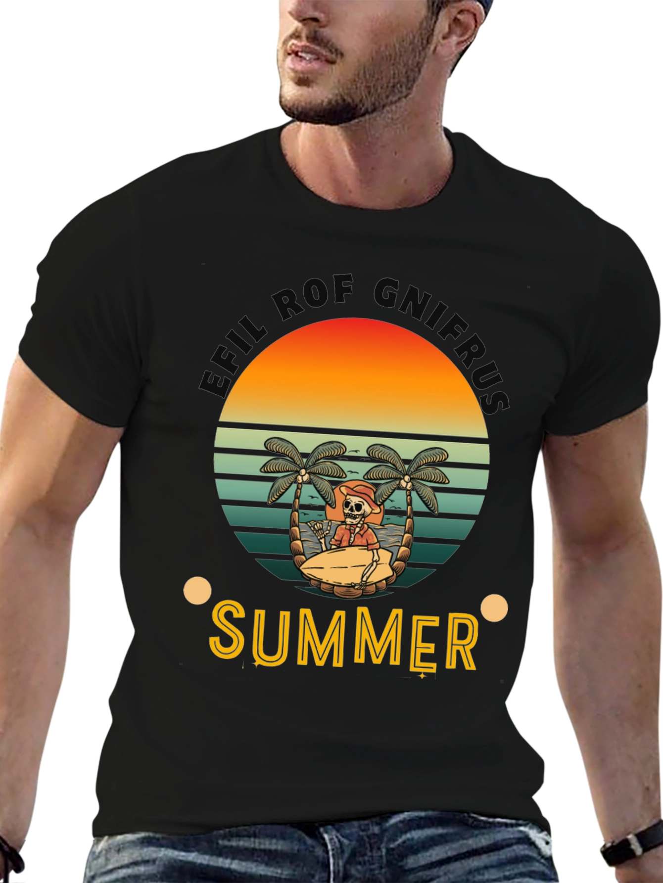 Summer Vibes Skeleton Graphic Tee