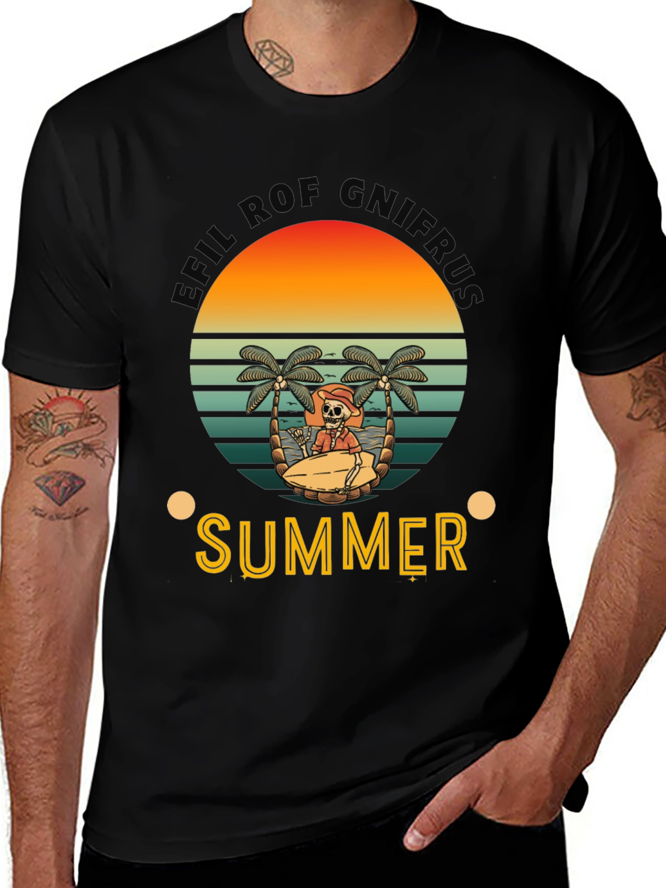 Summer Vibes Skeleton Graphic Tee