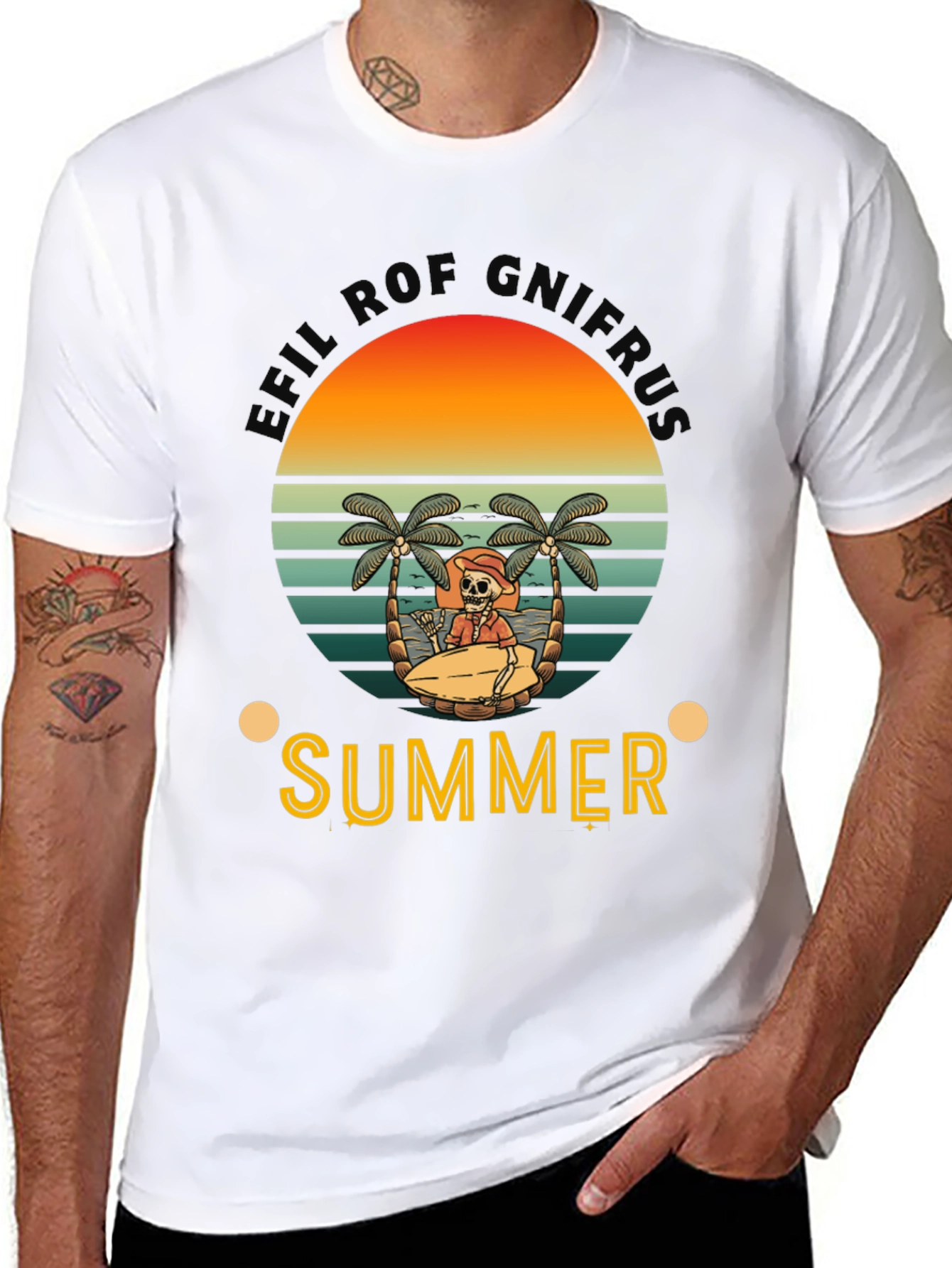Summer Vibes Skeleton Graphic Tee