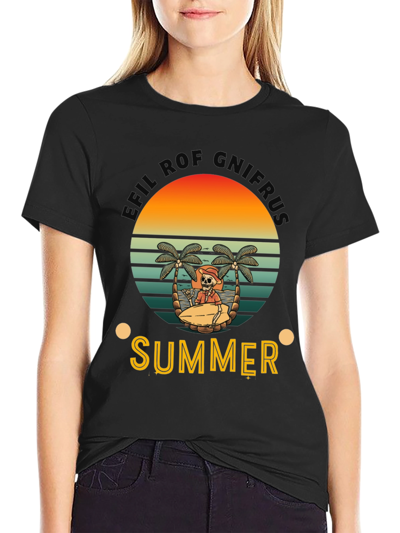 Summer Vibes Skeleton Graphic Tee