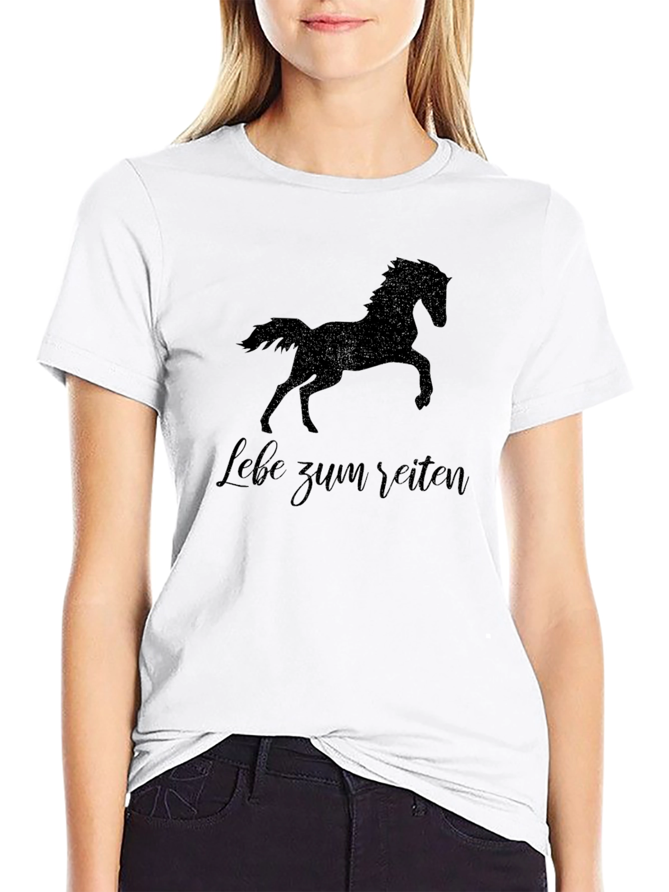 Equestrian Black T-Shirt - Lebe zum Reiten