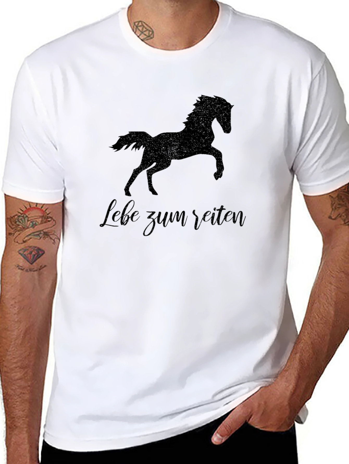 Equestrian Black T-Shirt - Lebe zum Reiten