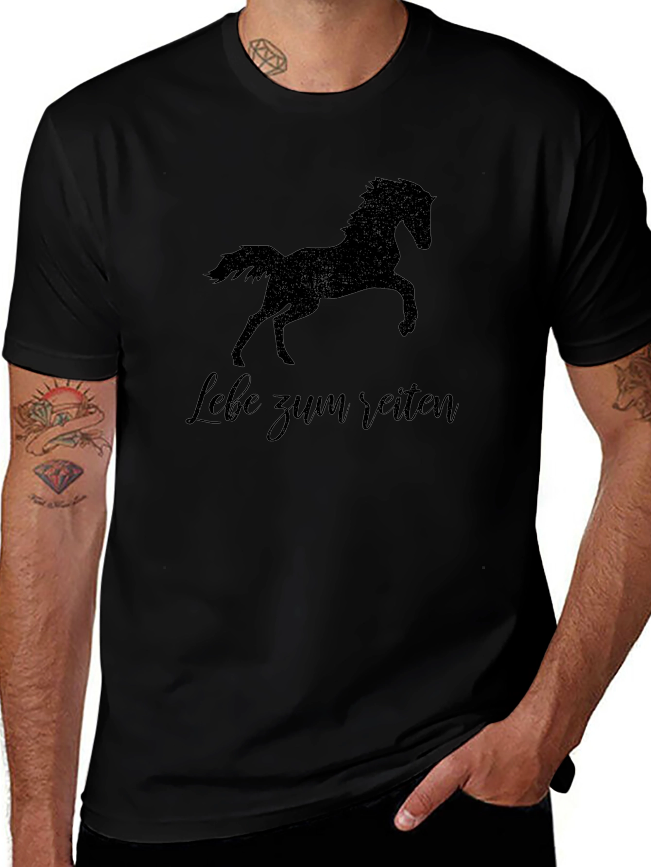 Equestrian Black T-Shirt - Lebe zum Reiten