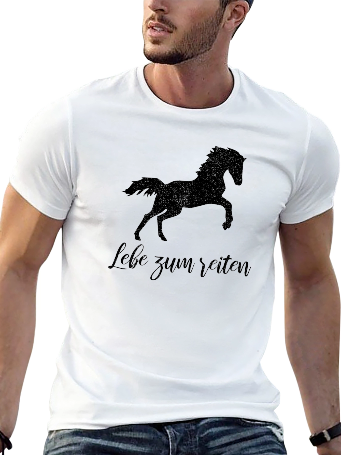 Equestrian Black T-Shirt - Lebe zum Reiten