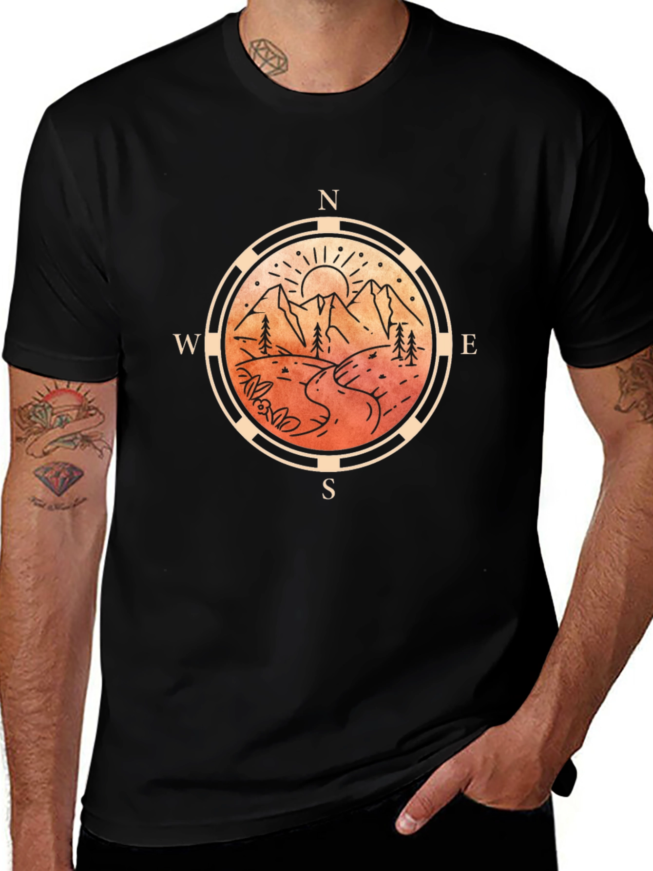 Mountain Compass Graphic Tee - Adventure Awaits!
