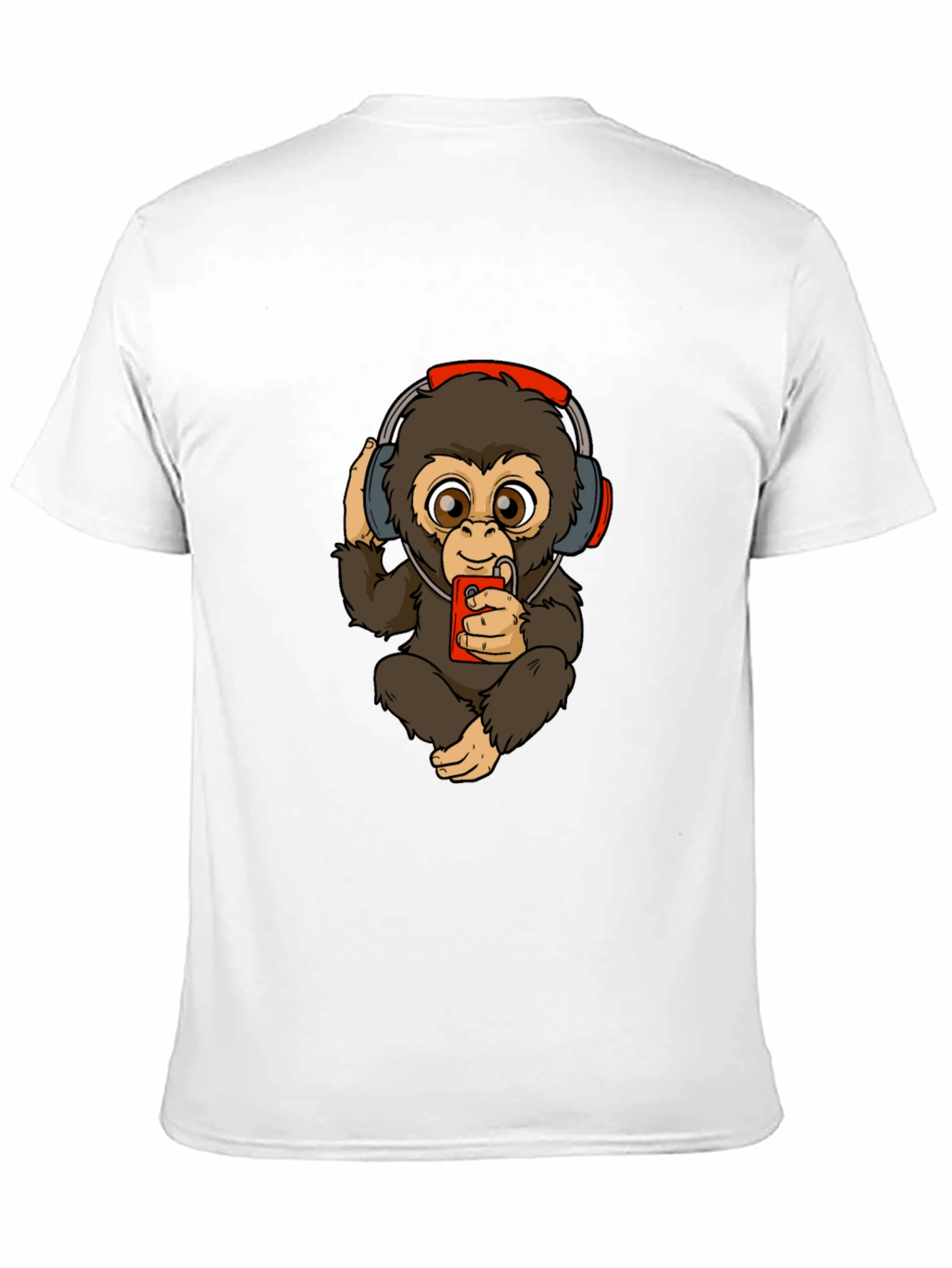 Monkey with Headphones Graphic Tee - Black