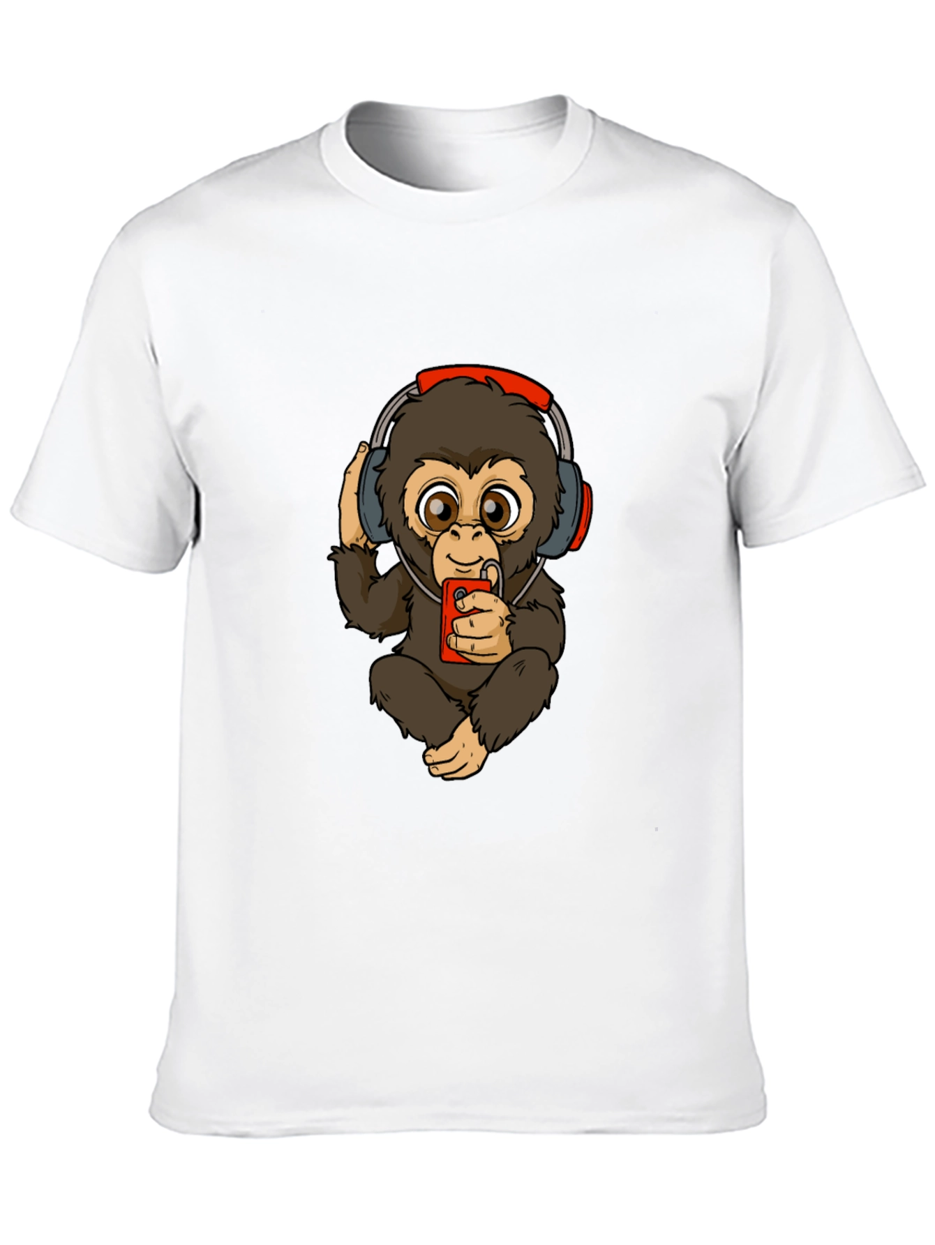Monkey with Headphones Graphic Tee - Black