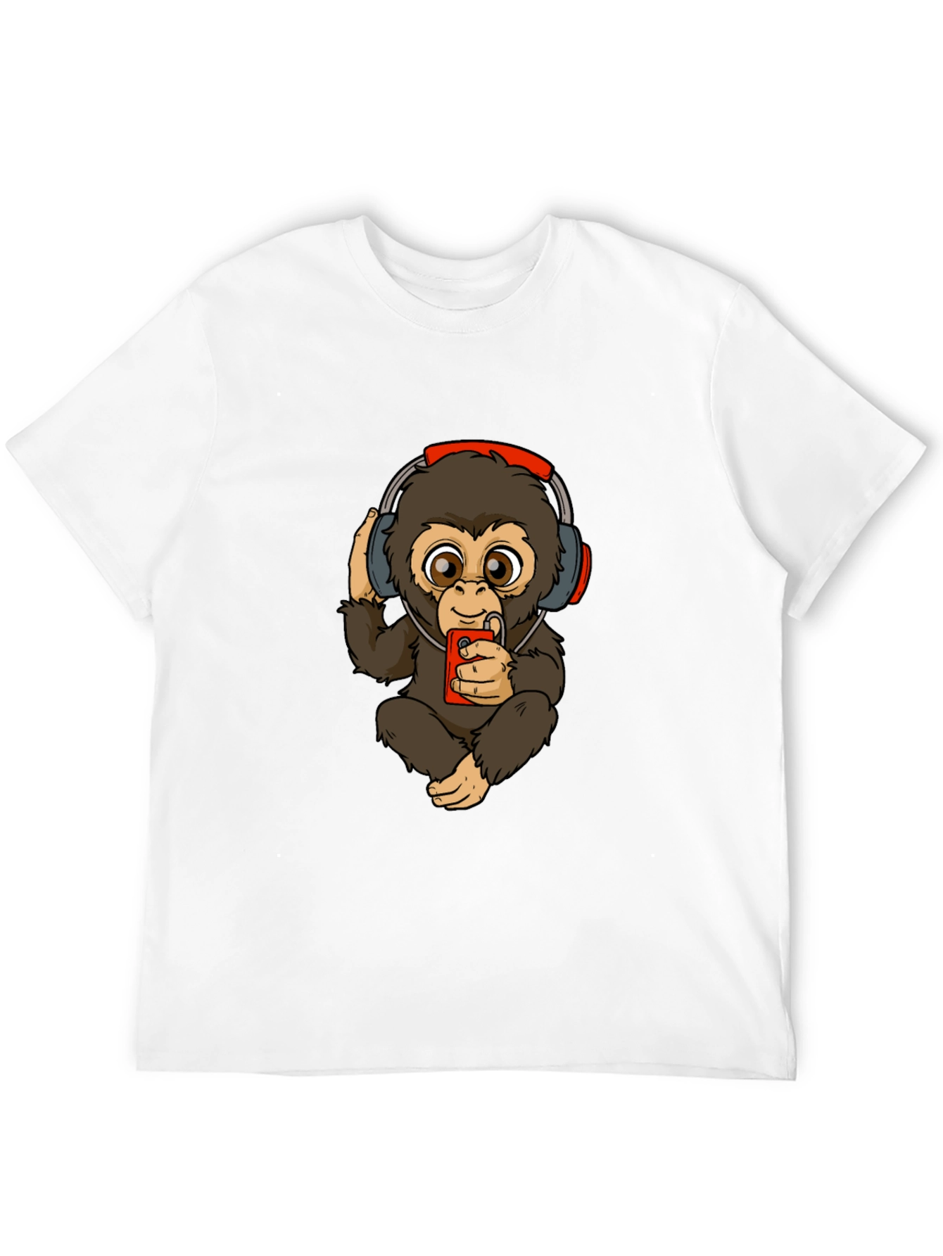 Monkey with Headphones Graphic Tee - Black