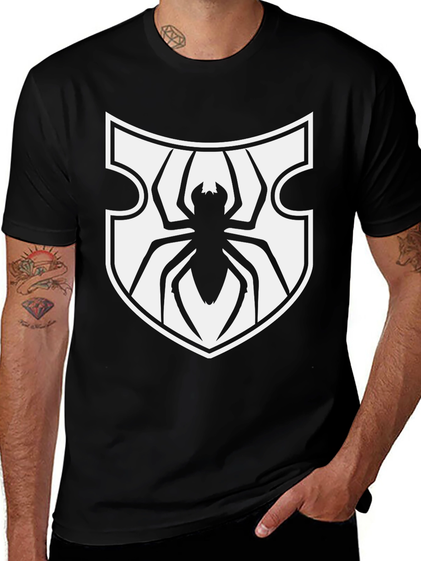 Spider Shield Graphic Tee - Black Cotton Blend