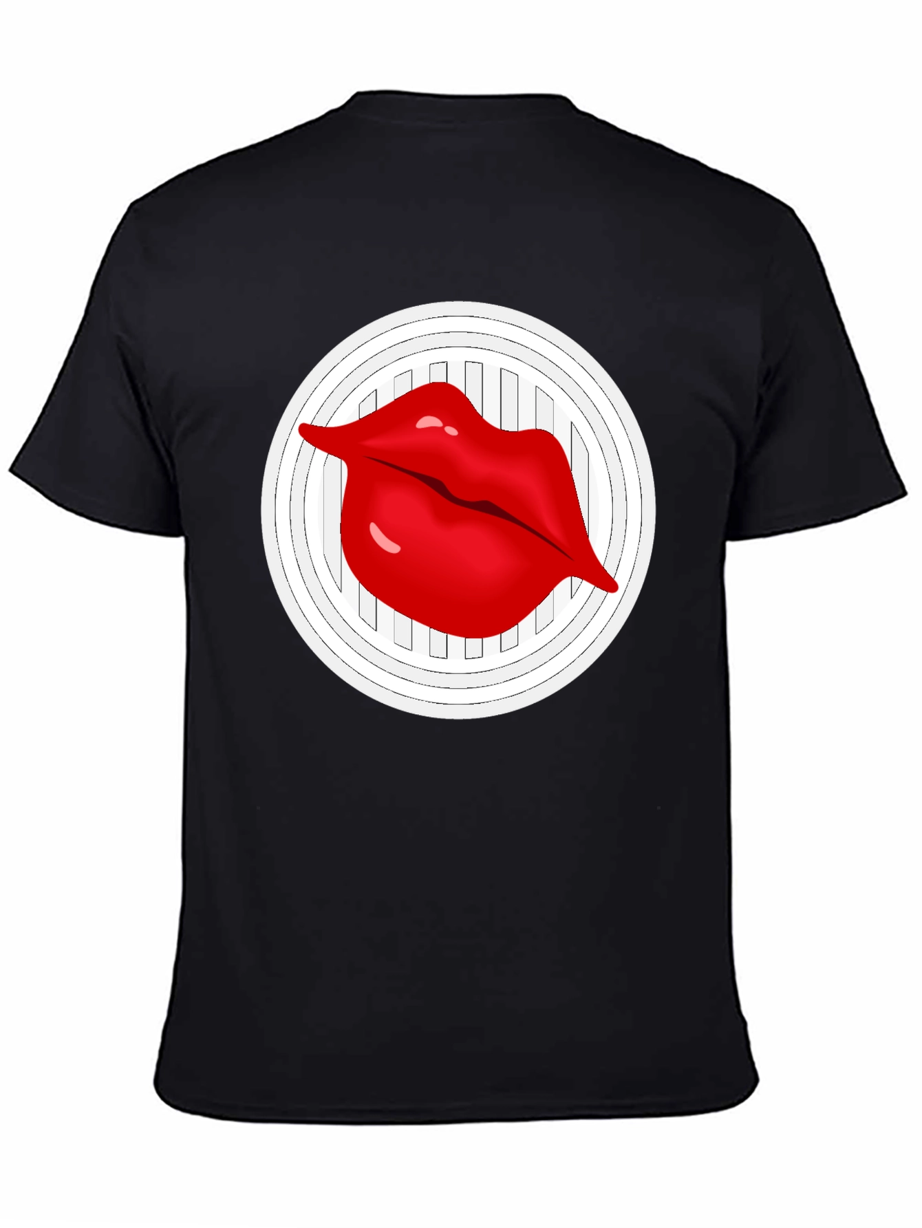 Lip Graphic Black Crew Neck T-Shirt