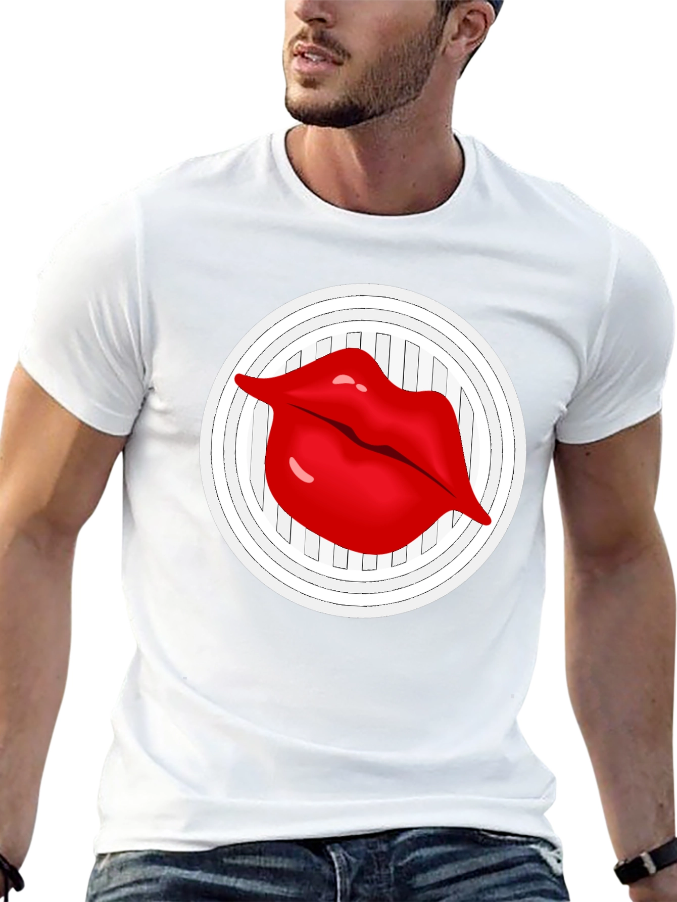 Lip Graphic Black Crew Neck T-Shirt