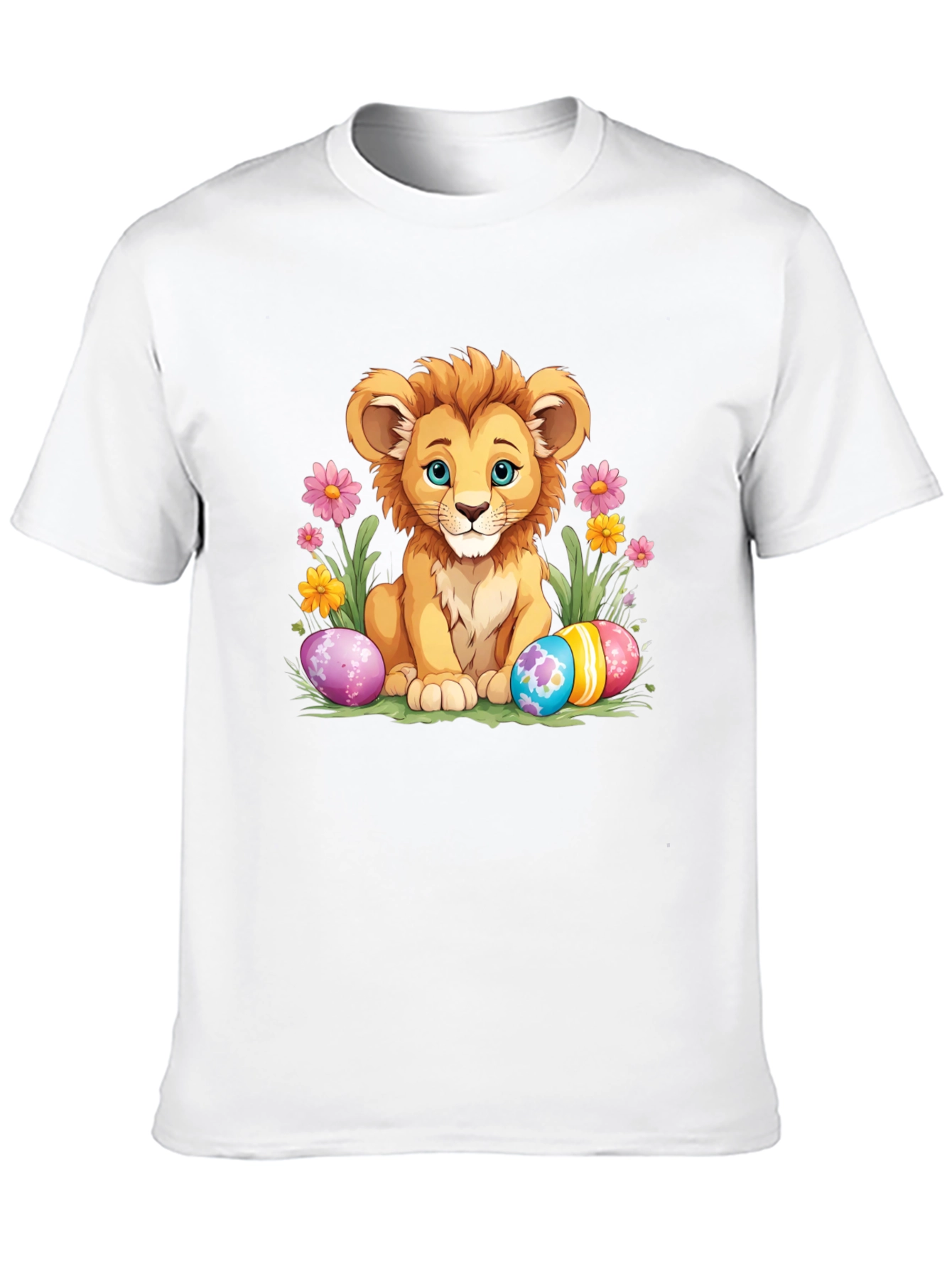 Cute Lion Easter Eggs Graphic T-Shirt