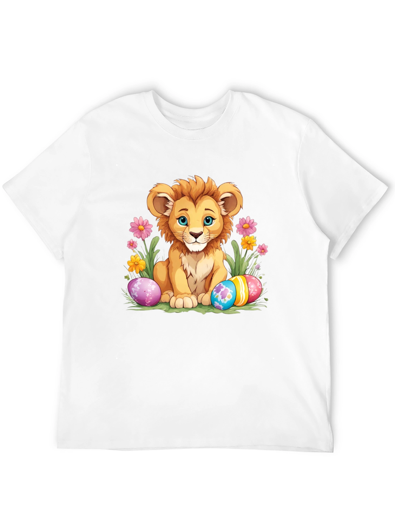 Cute Lion Easter Eggs Graphic T-Shirt