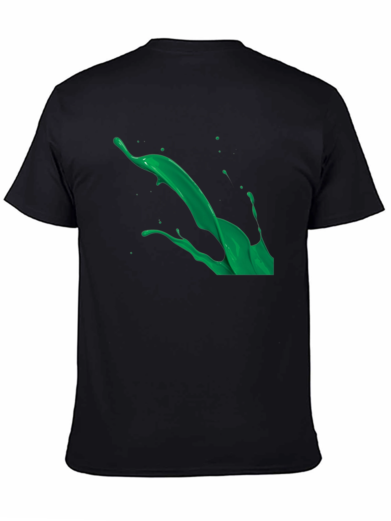 Green Splash Graphic Black T-Shirt