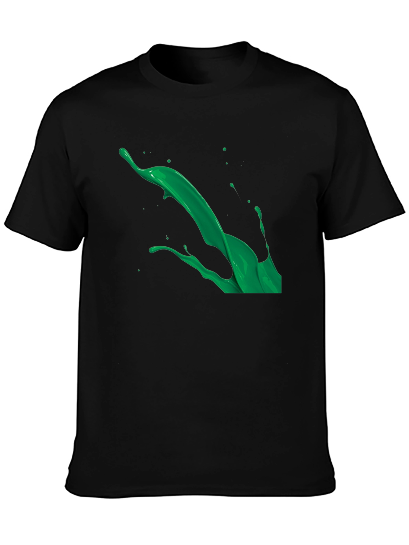 Green Splash Graphic Black T-Shirt