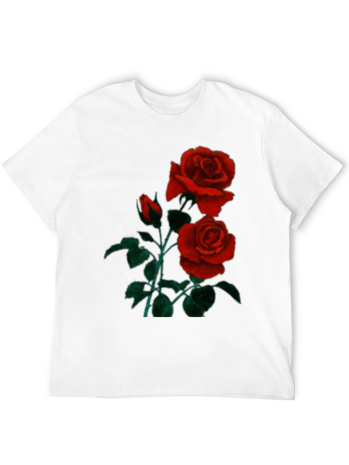 Black T-Shirt with Red Roses