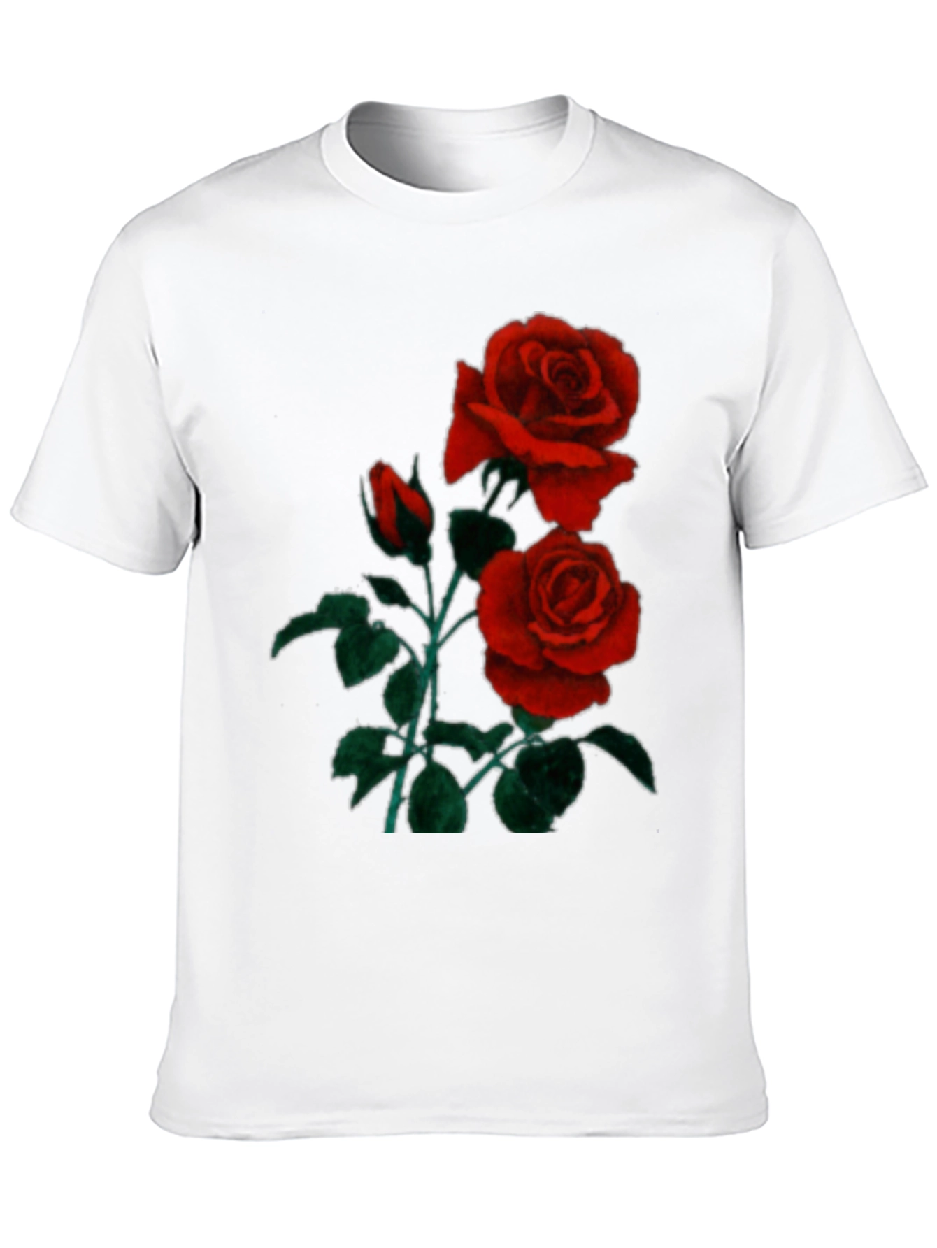 Black T-Shirt with Red Roses