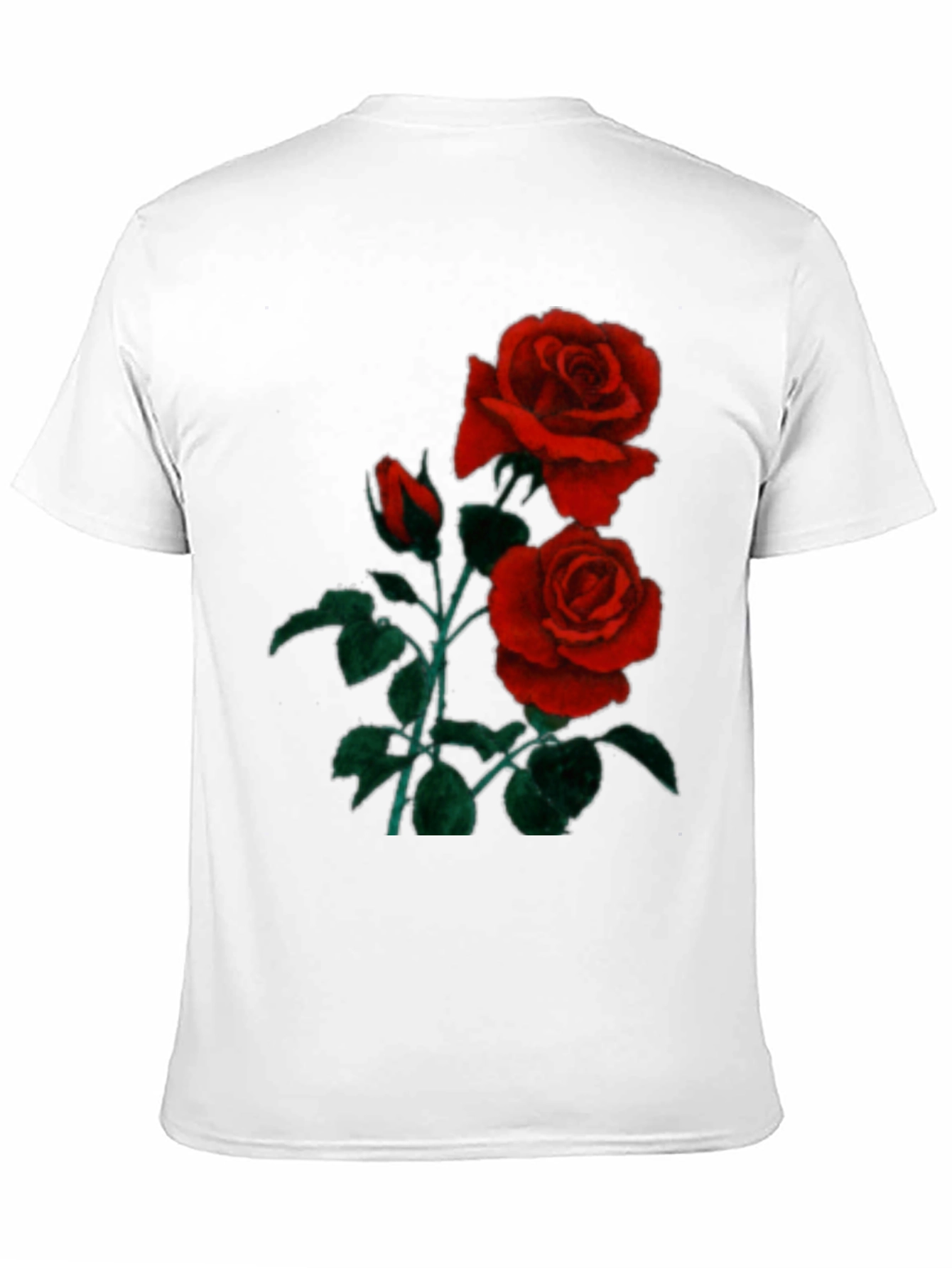 Black T-Shirt with Red Roses