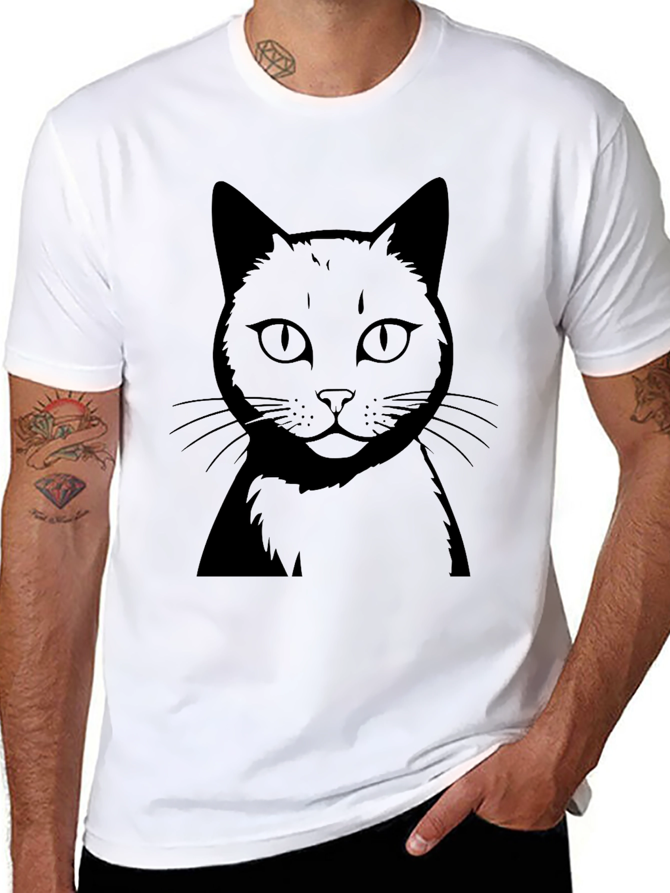 Black Cat Graphic T-Shirt - Mens Crew Neck Tee