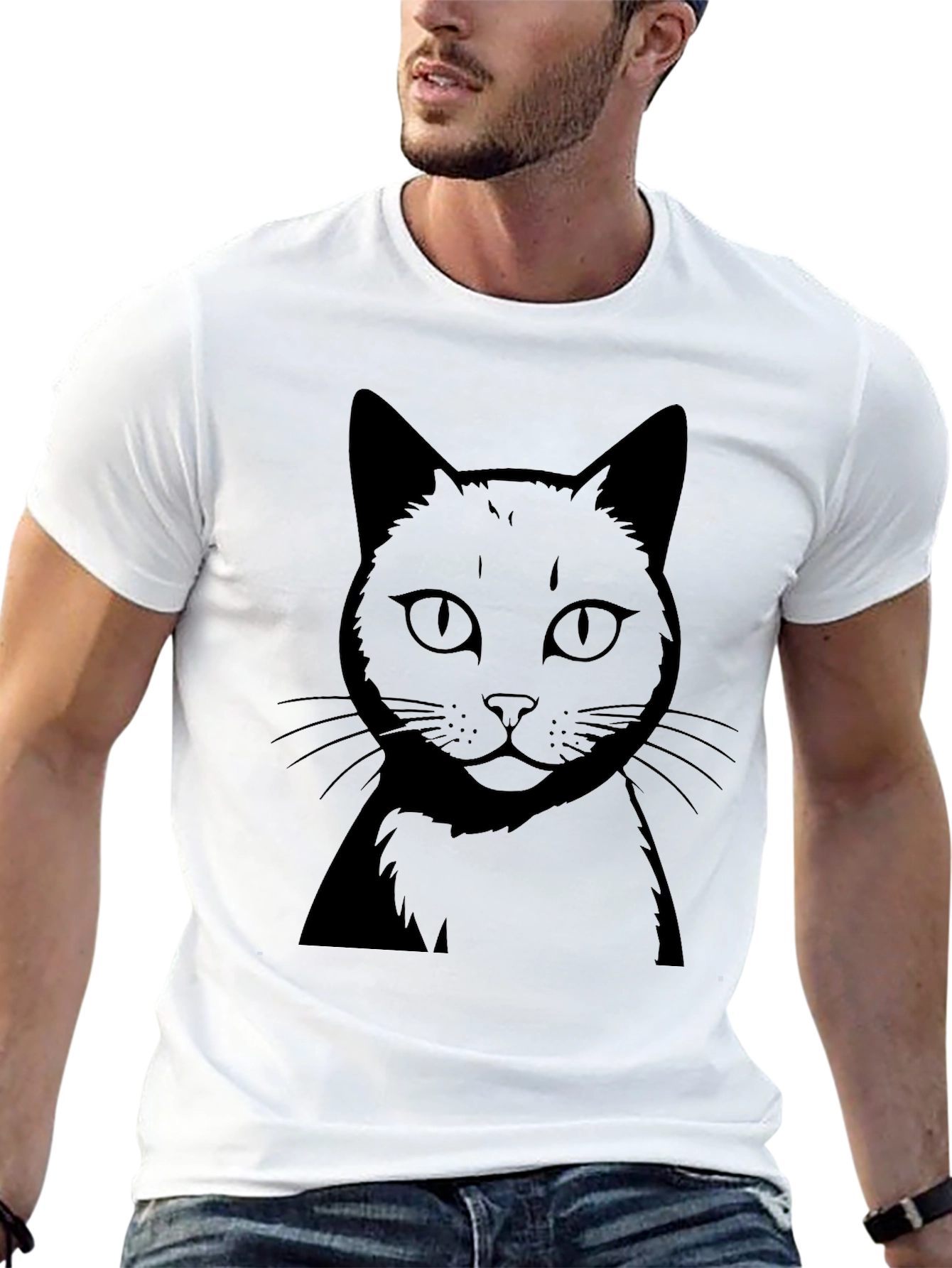 Black Cat Graphic T-Shirt - Mens Crew Neck Tee