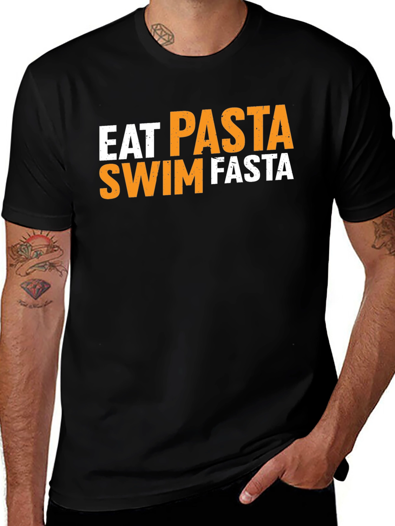 Eat Pasta Swim Fasta Black T-Shirt