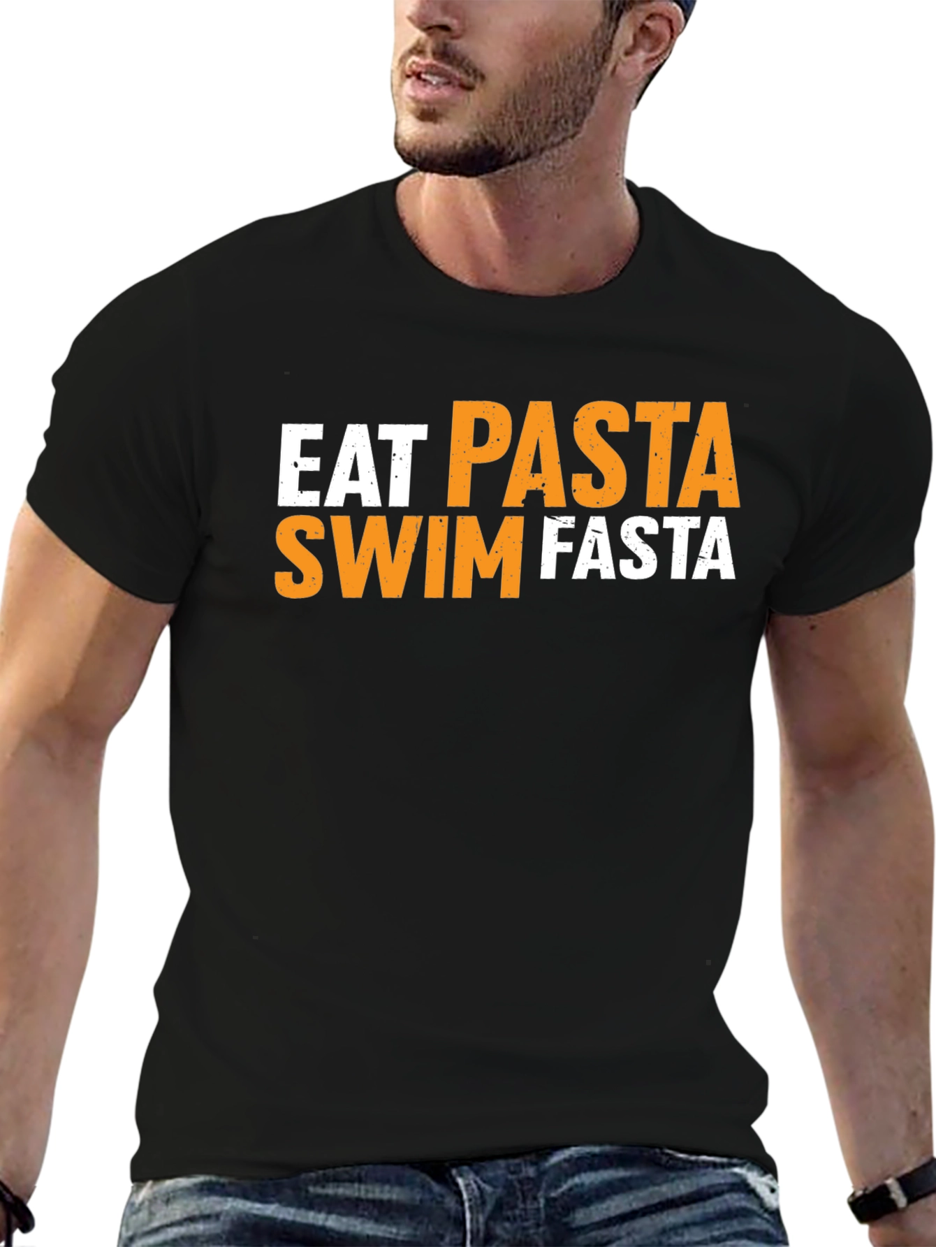 Eat Pasta Swim Fasta Black T-Shirt