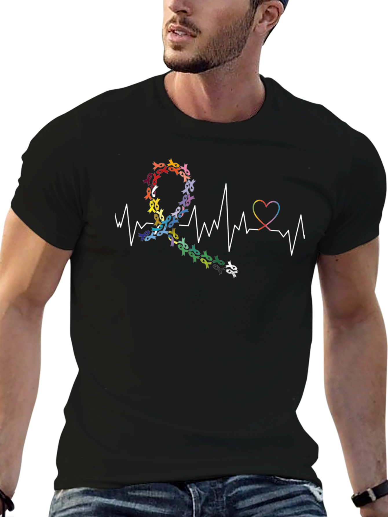 Autism Awareness Ribbon Heartbeat T-Shirt