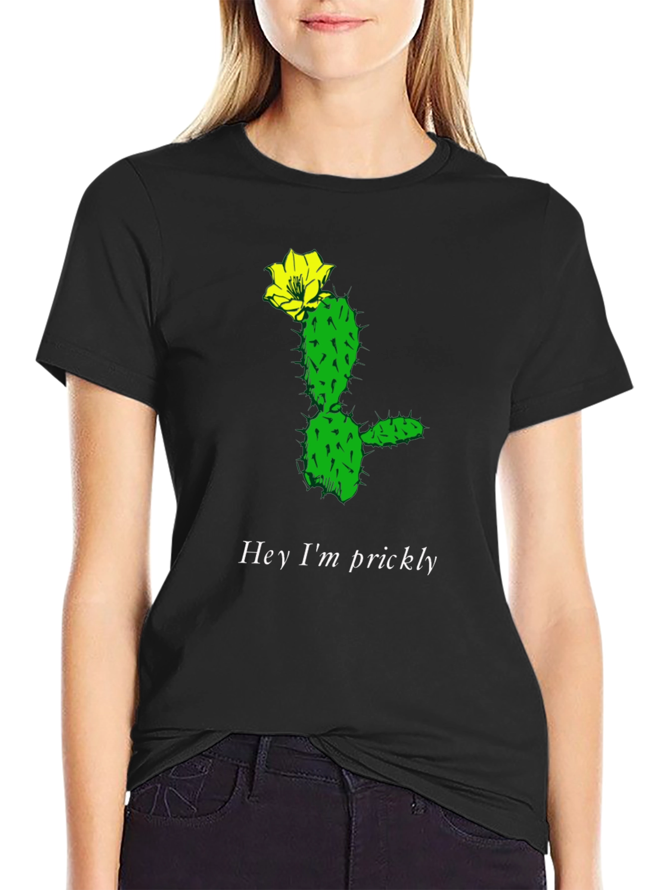 Prickly Cactus Graphic T-Shirt - Black