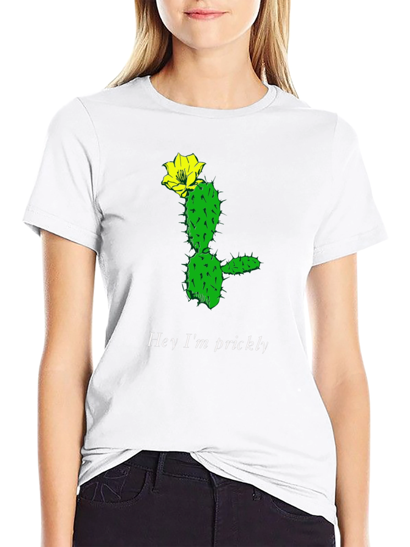 Prickly Cactus Graphic T-Shirt - Black