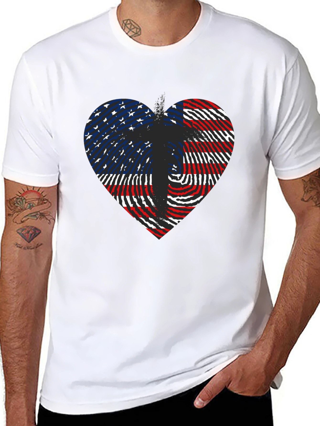American Flag Heart Patriotic Graphic Tee