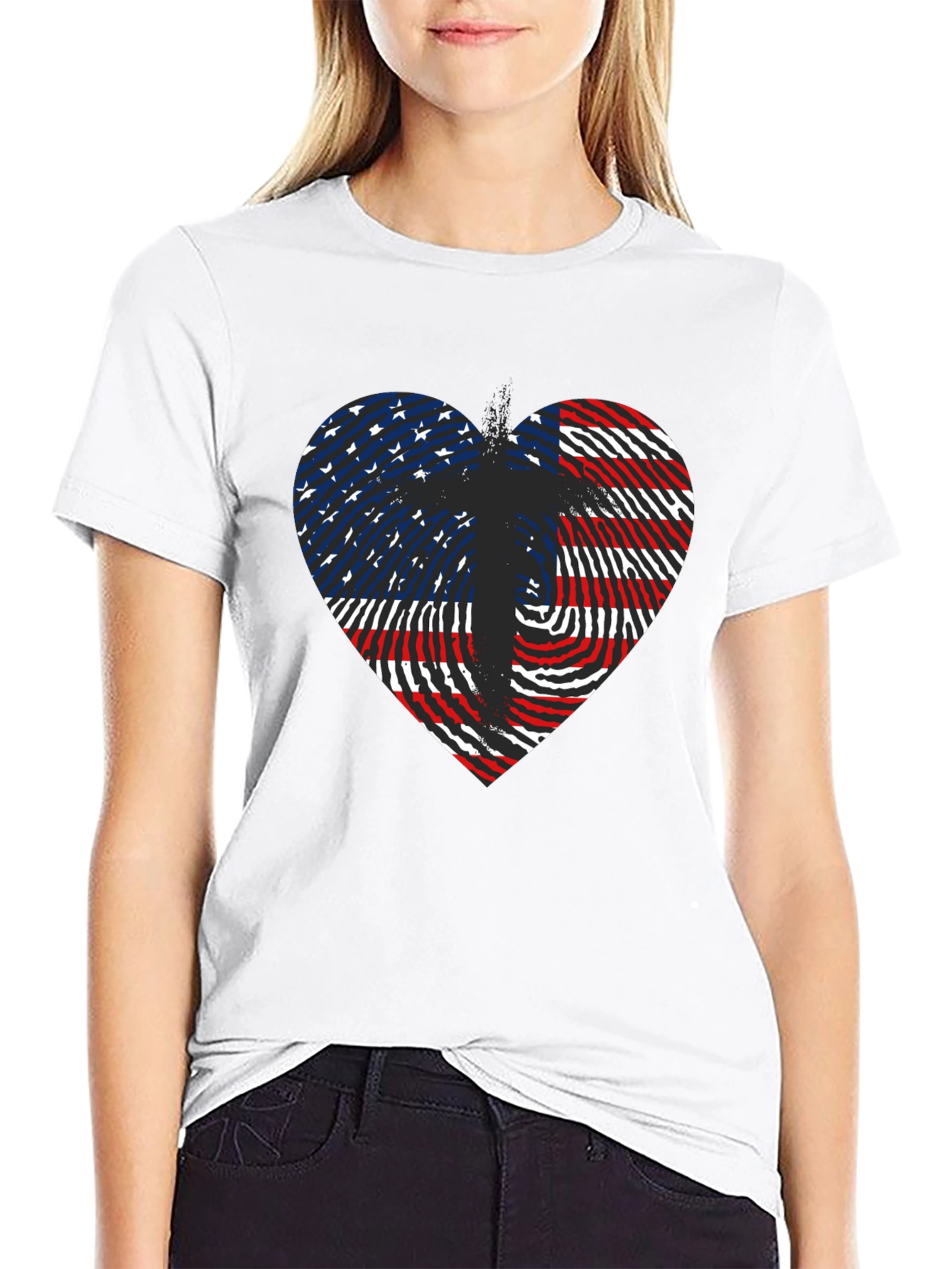 American Flag Heart Patriotic Graphic Tee