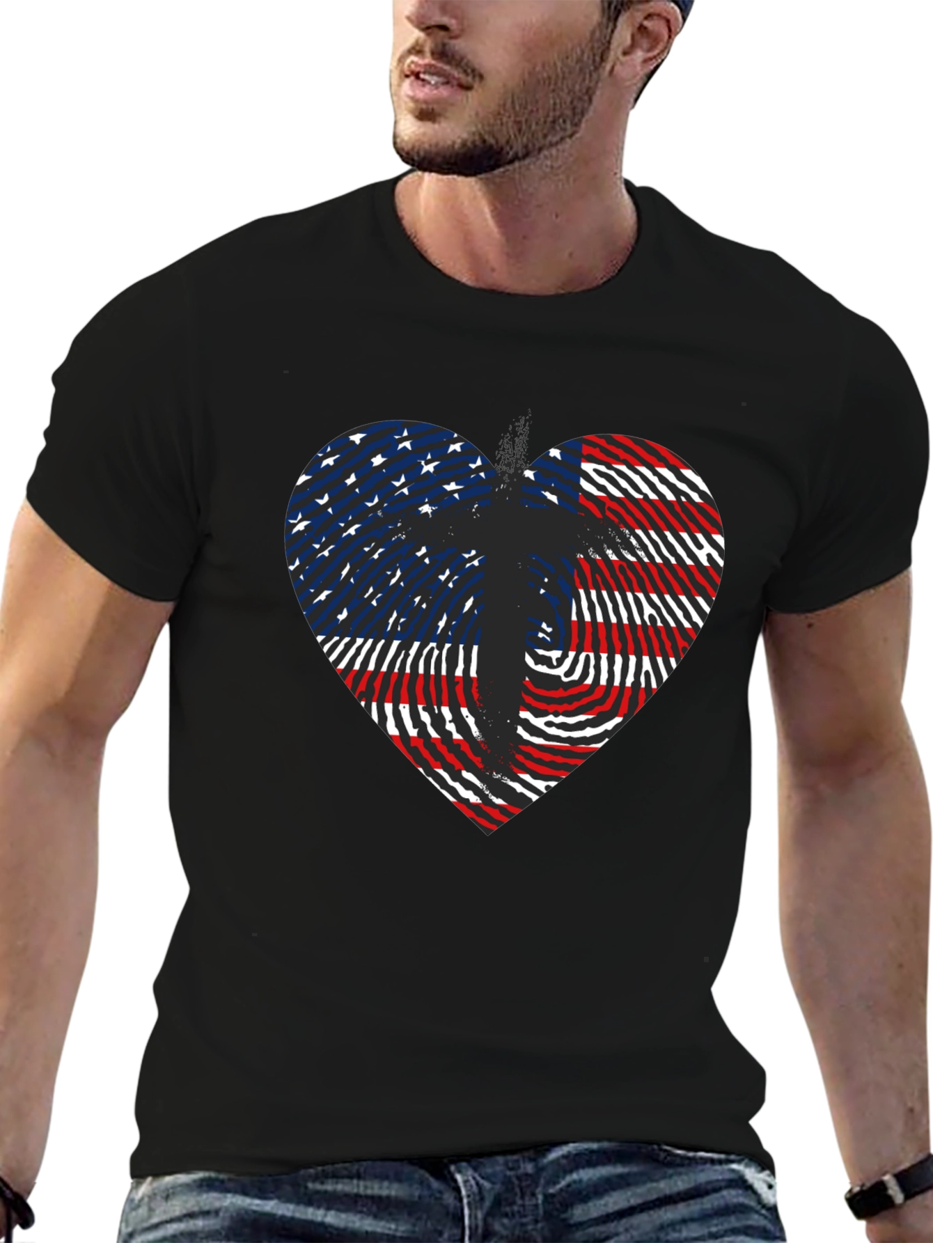 American Flag Heart Patriotic Graphic Tee