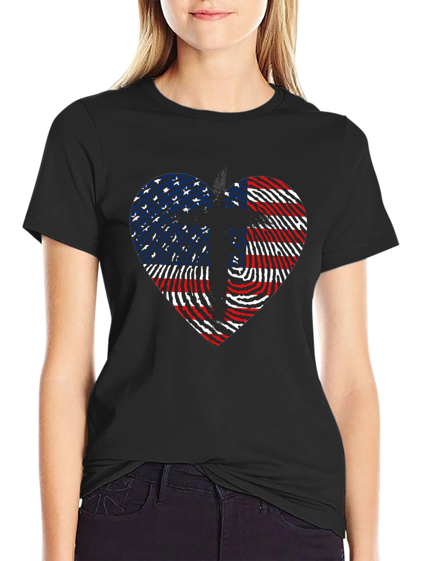 American Flag Heart Patriotic Graphic Tee