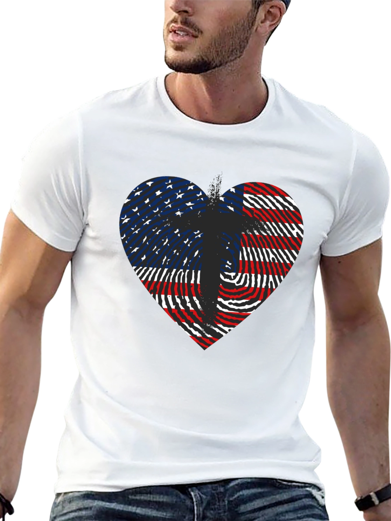 American Flag Heart Patriotic Graphic Tee