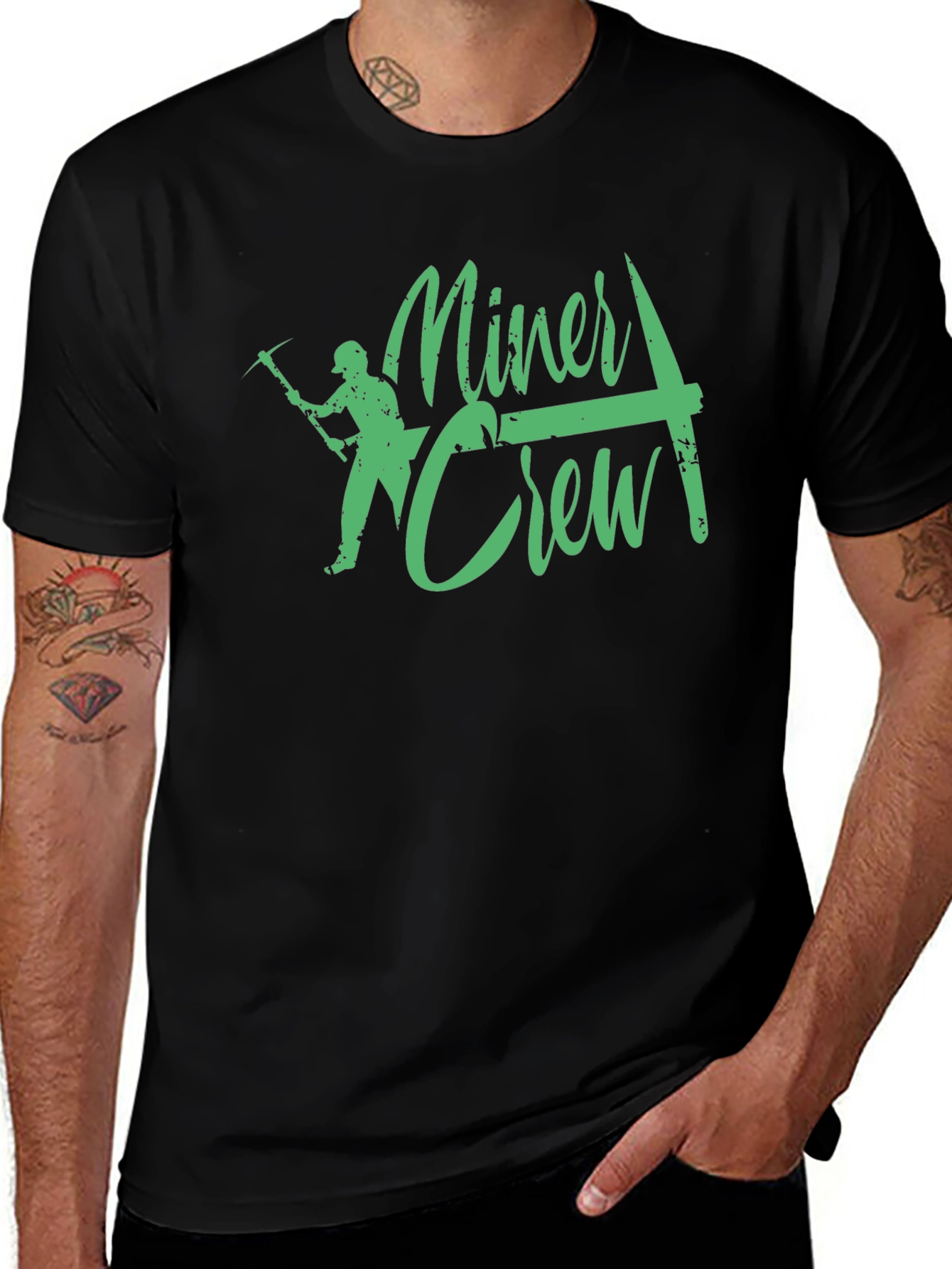 Miner Crew T-Shirt Black Graphic Tee