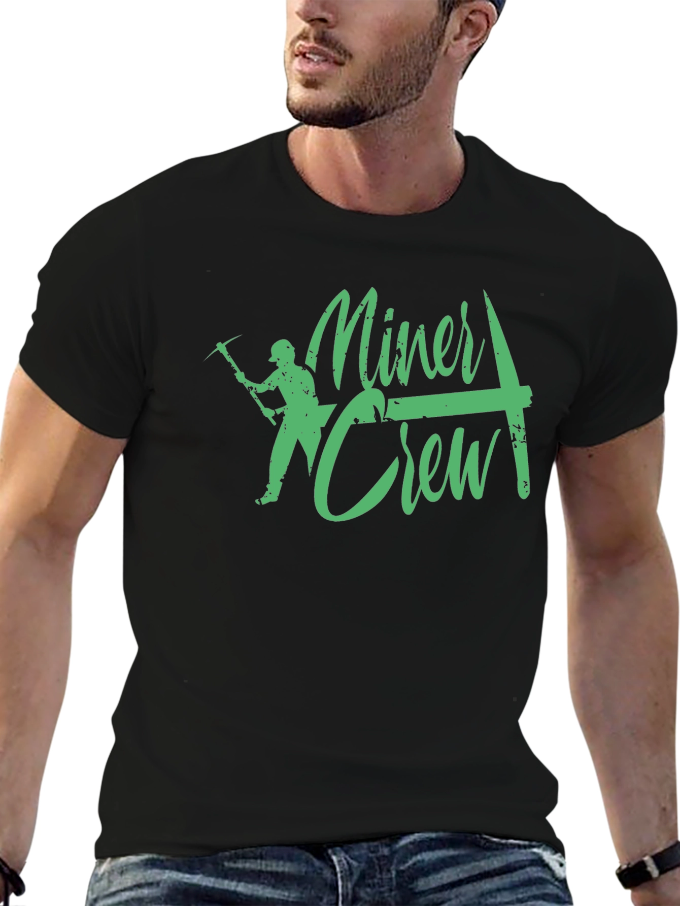 Miner Crew T-Shirt Black Graphic Tee
