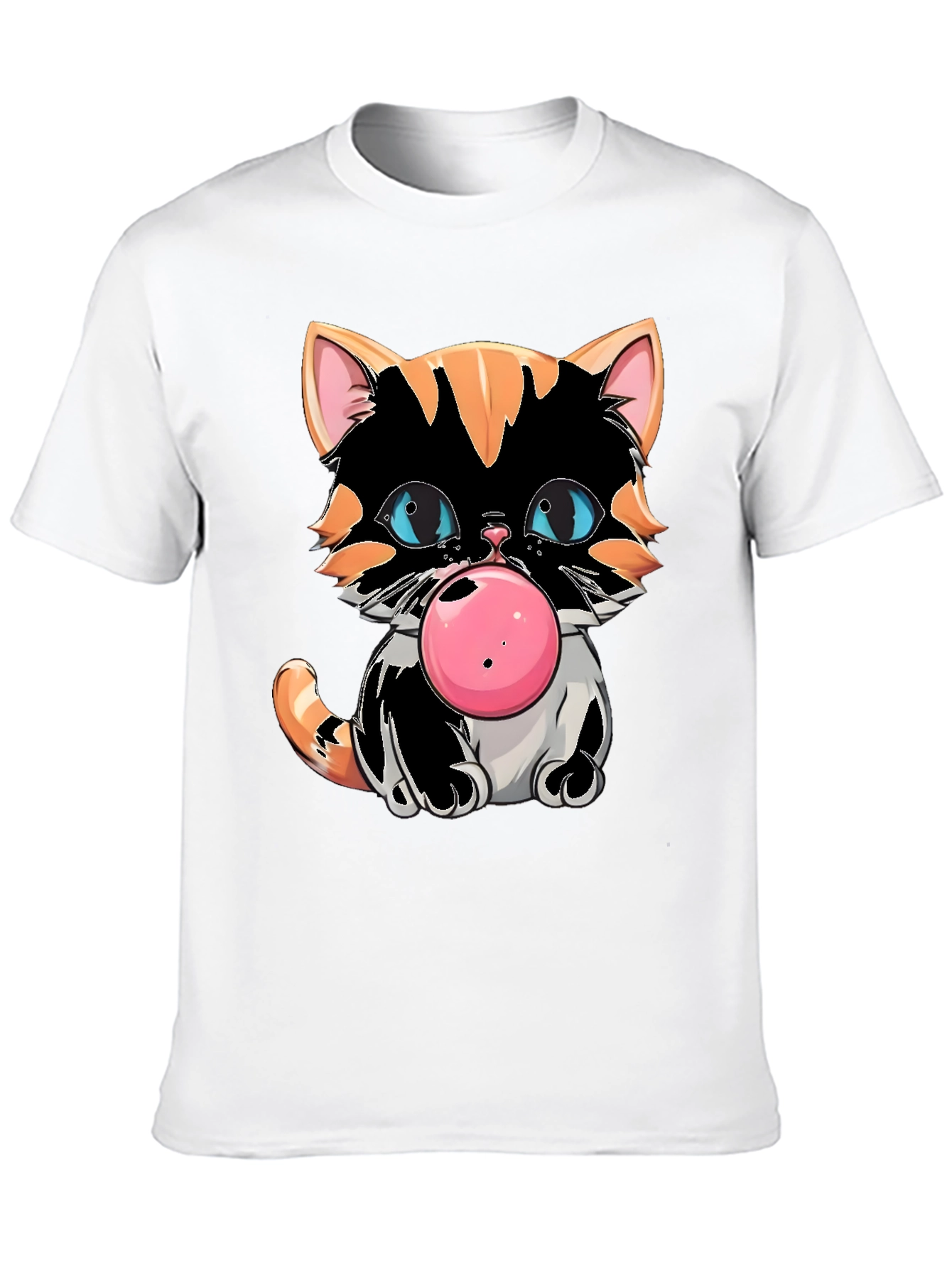 Bubble Gum Cat Graphic Tee - Cool Kitten Design
