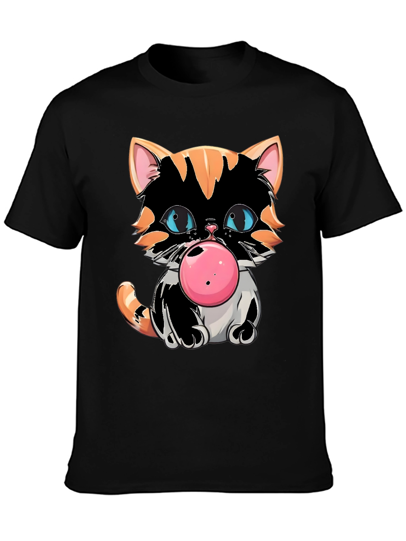 Bubble Gum Cat Graphic Tee - Cool Kitten Design